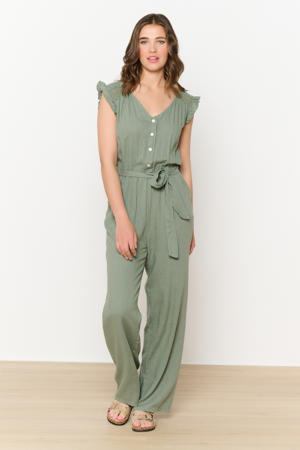 linnen lichtkaki jumpsuit