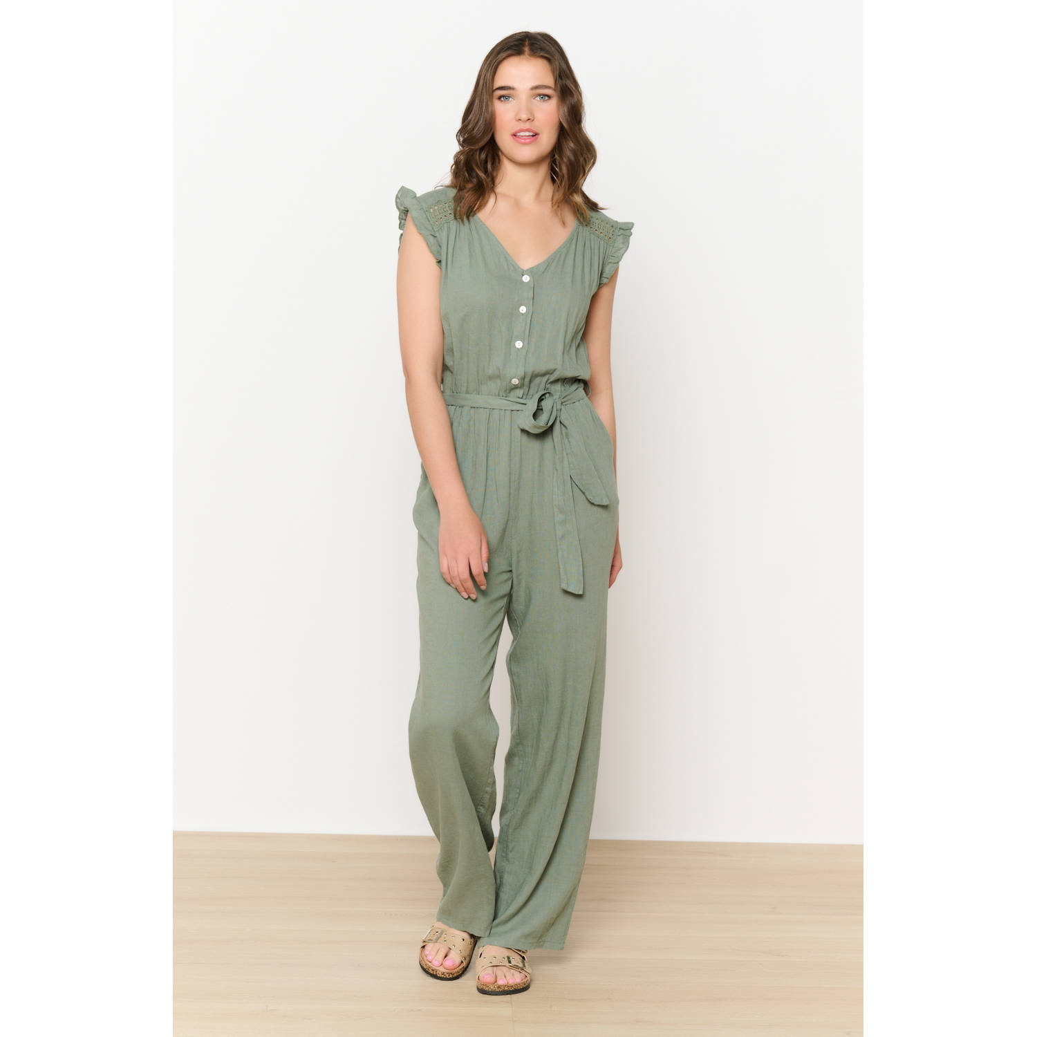 LOLALIZA linnen lichtkaki jumpsuit