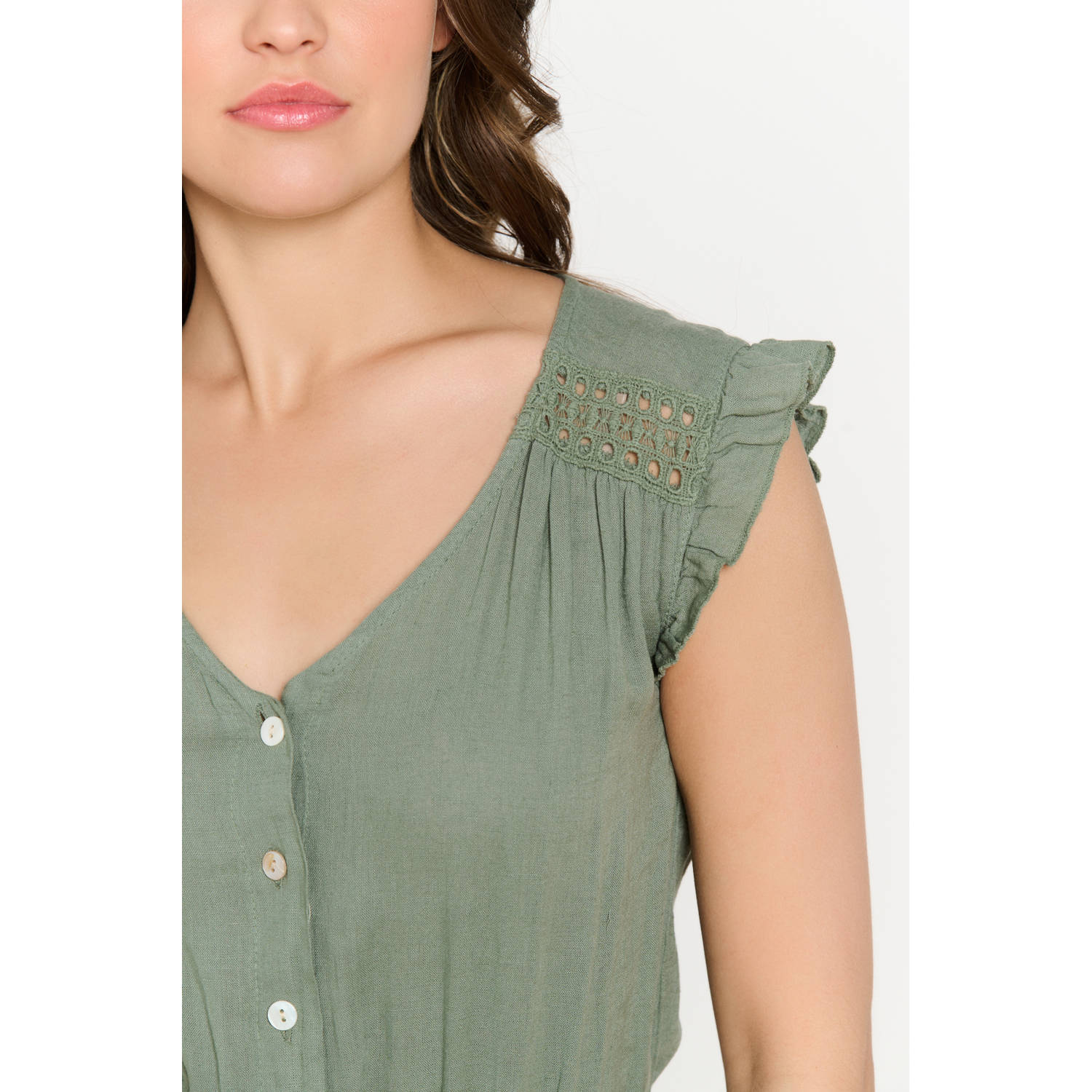 LOLALIZA linnen lichtkaki jumpsuit