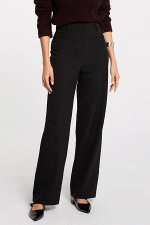 straight high waist pantalon zwart