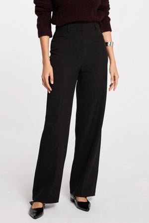 straight high waist pantalon zwart