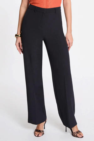 straight high waist pantalon marineblauw