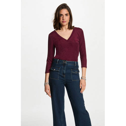 Morgan top met glitter donkerrood afbeelding