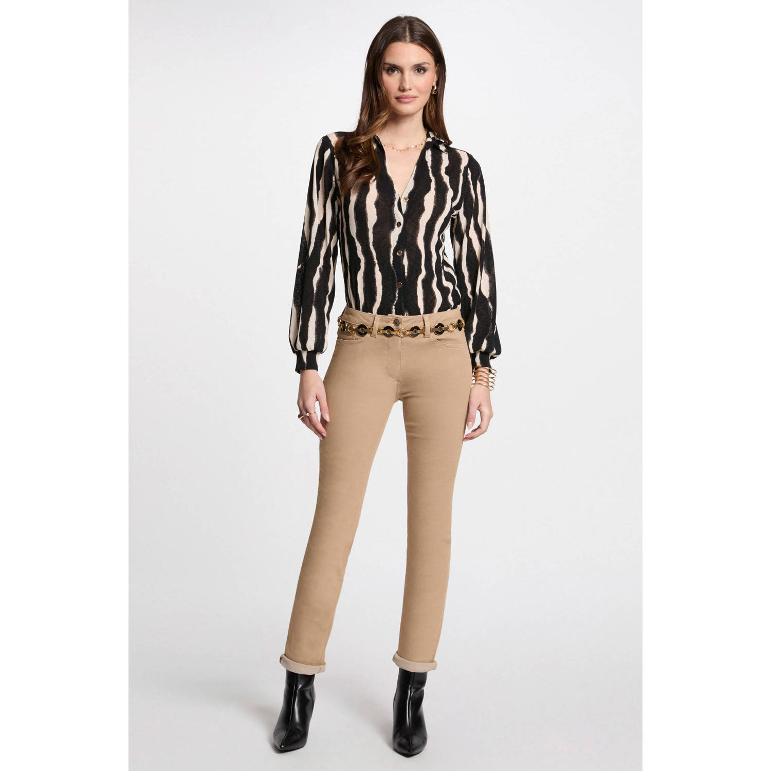Morgan slim regular waist broek camel