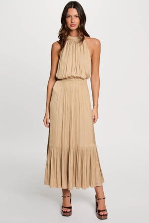 satijnen jurk beige