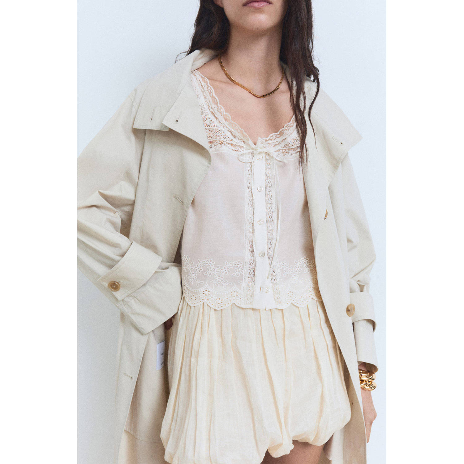 Mango blouse ecru broderie