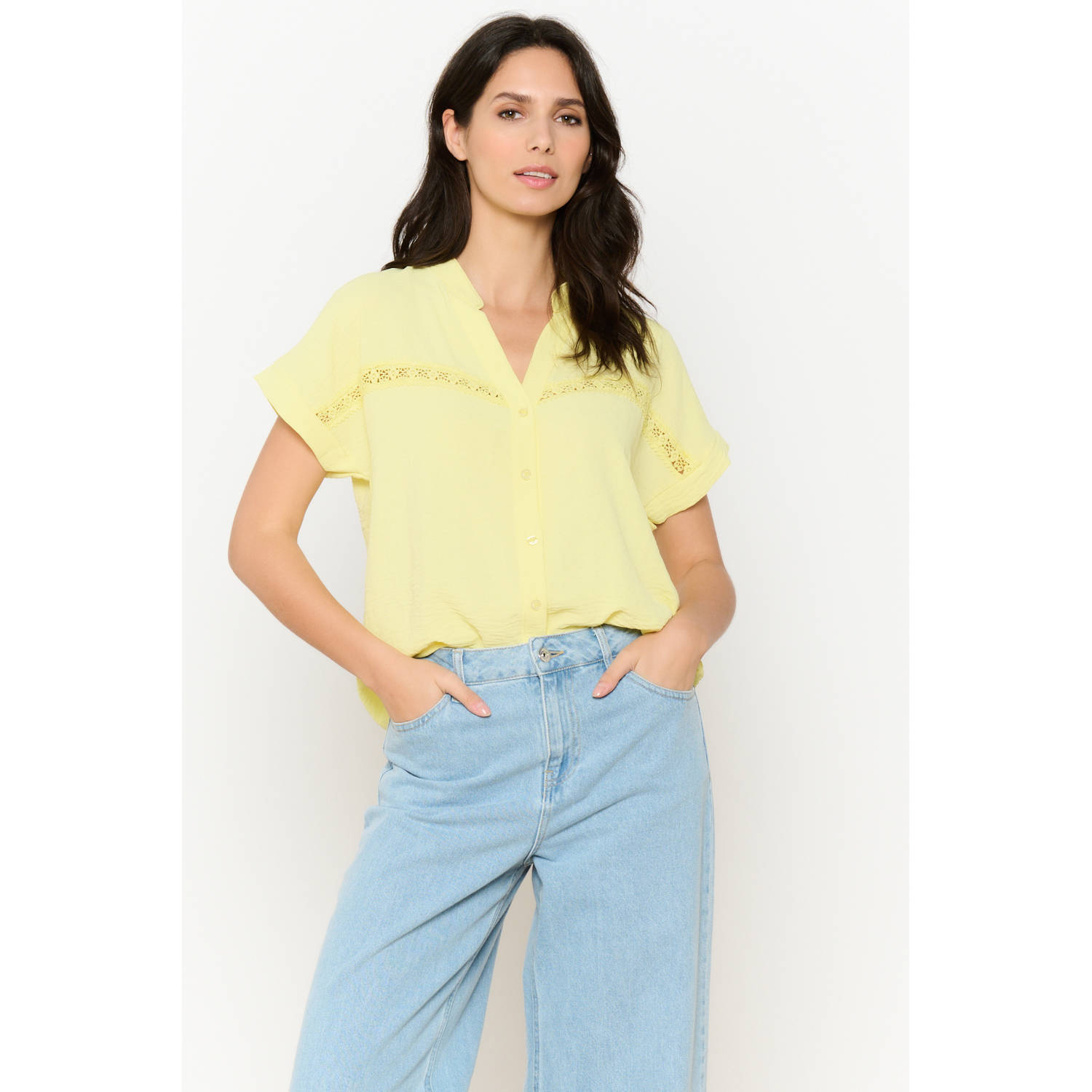 LOLALIZA blouse broderie lichtgeel