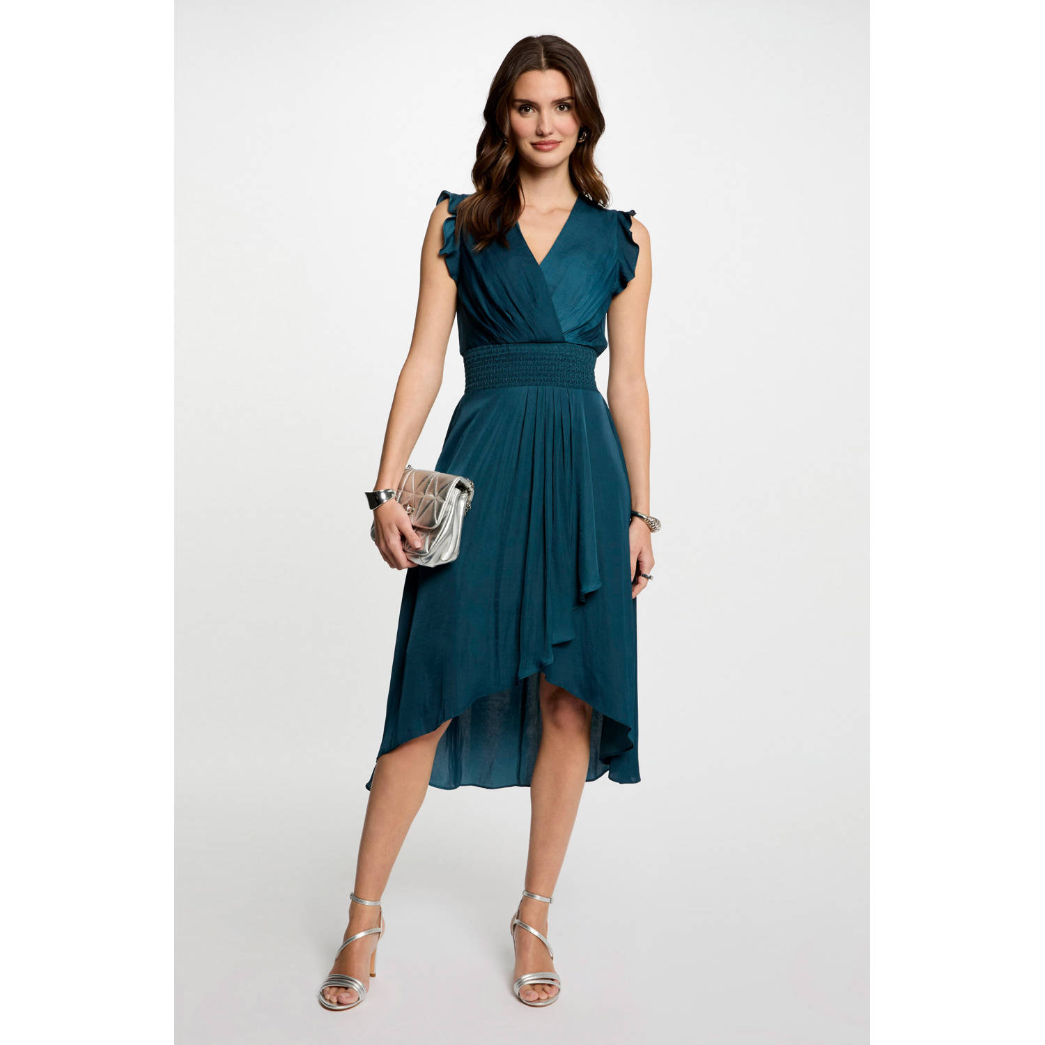 Morgan midi jurk petrol