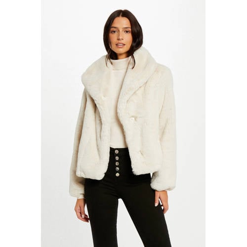 Morgan faux fur jas ecru afbeelding