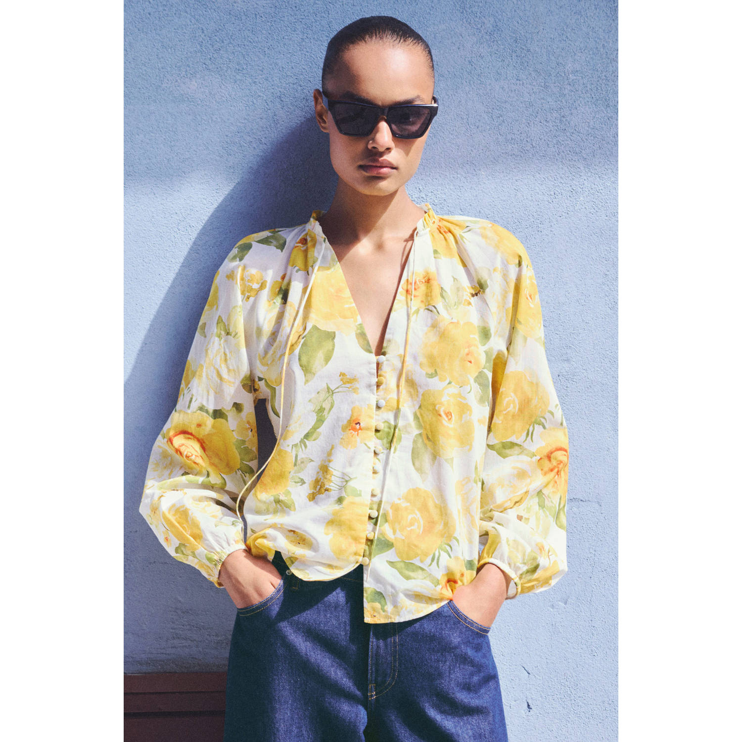 Mango blouse lichtgeel