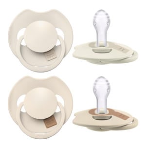 Dynamische Fopspeen Prime -  6 tot 18 Maanden - Lichtbeige & Creme - 2 st.