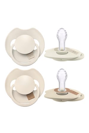 Dynamische Fopspeen Prime - 6 tot 18 Maanden - Lichtbeige & Creme - 2 st.