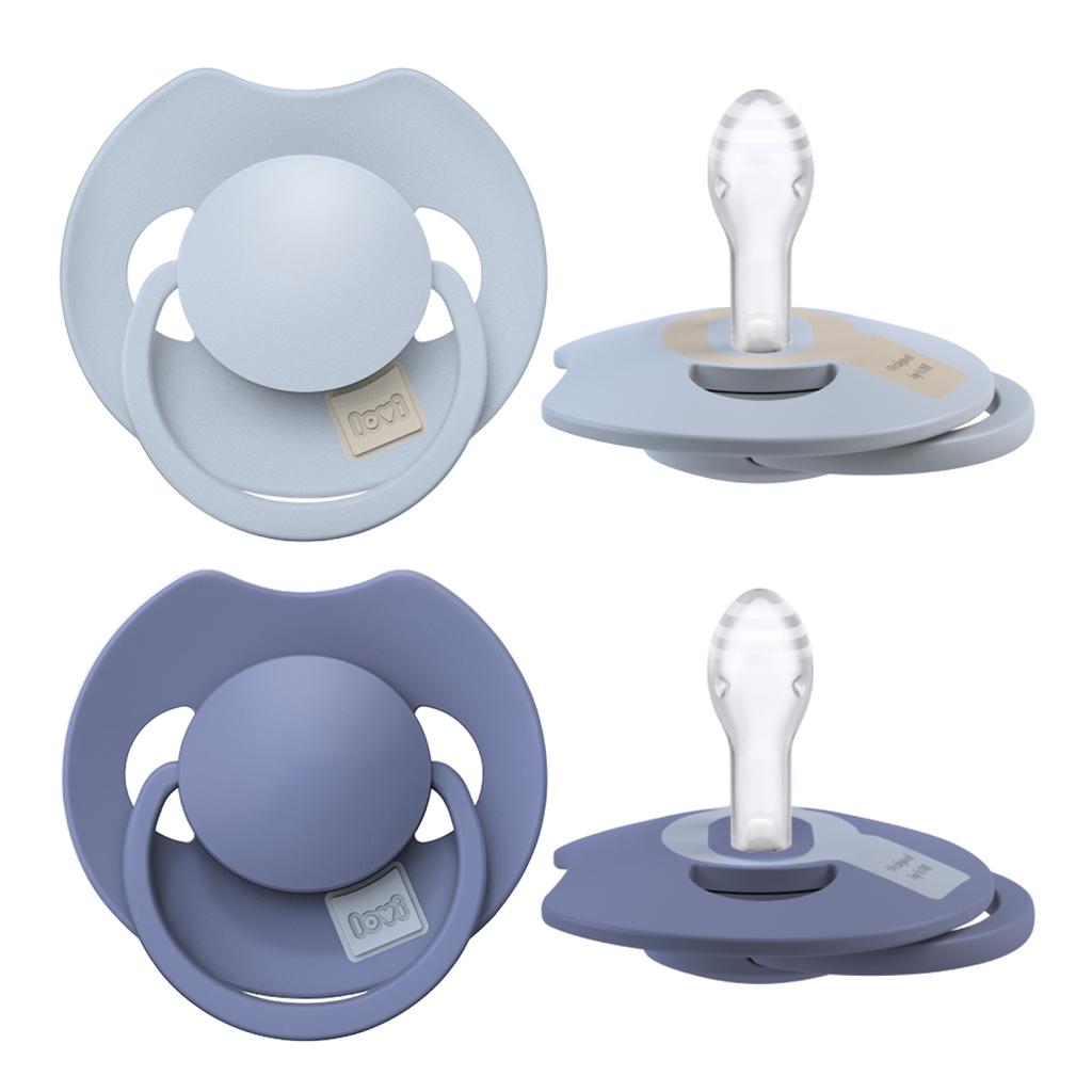 Difrax LOVI Difrax LOVI Dynamische Fopspeen Prime - 0 tot 6 Maanden - Lichtblauw & Navy - 2 st.