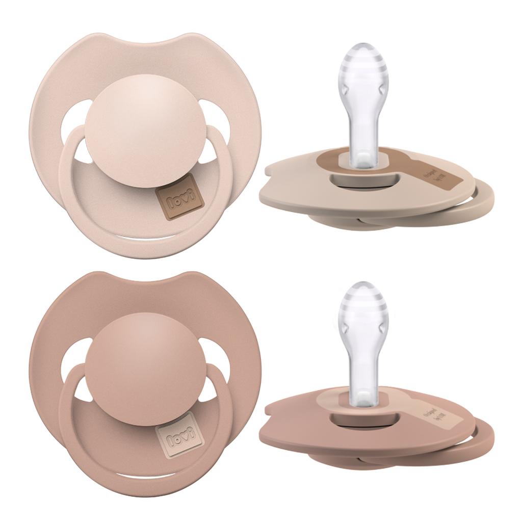 Difrax LOVI Difrax LOVI Dynamische Fopspeen Prime - 0 tot 6 Maanden - Beige & Bruin - 2 st.