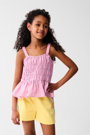 mouwloze top roze