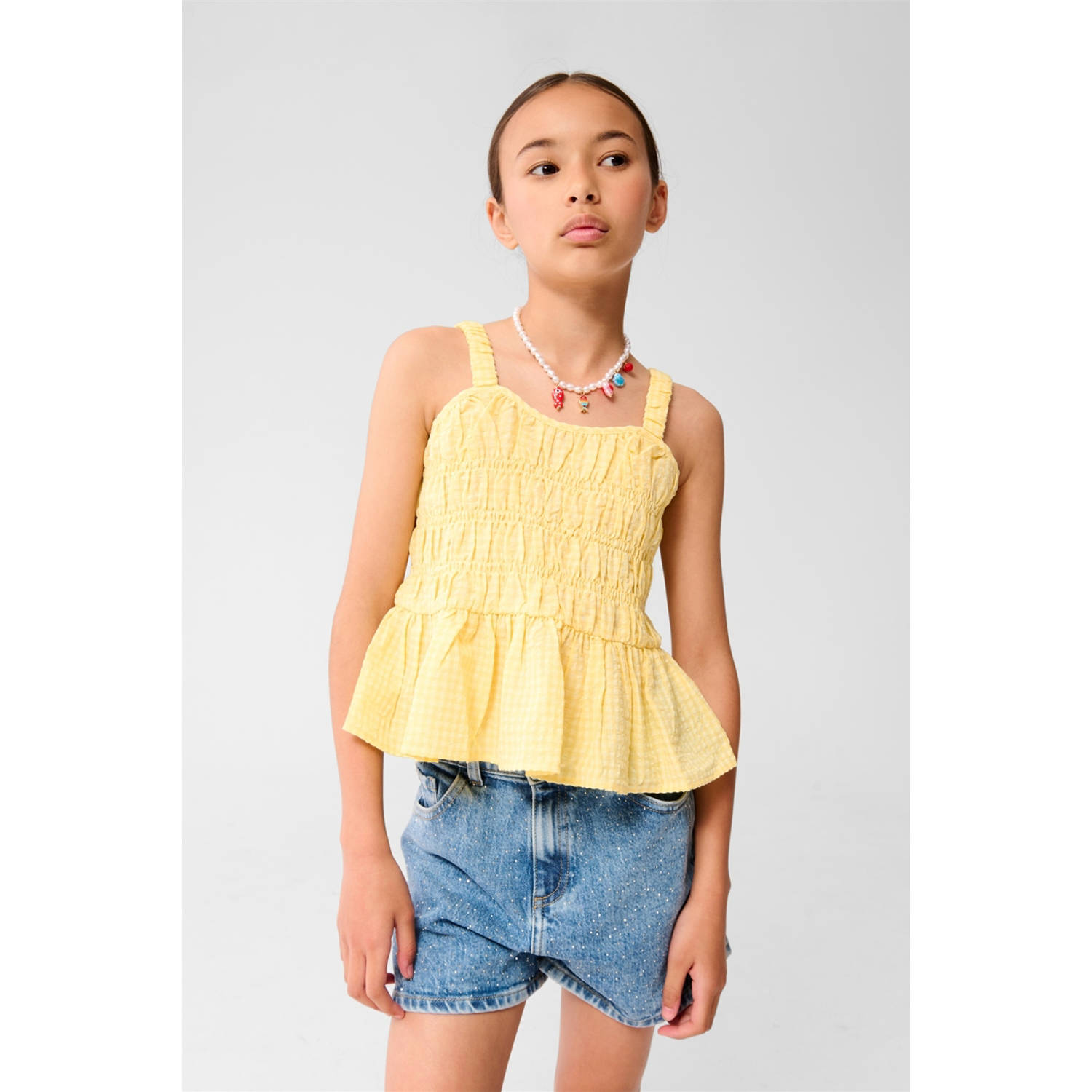 Shoeby mouwloze top lichtgeel