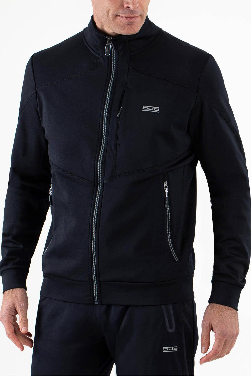 Donkerblauwe heren Sjeng Sports sportjack van polyester met lange mouwen en opstaande kraag