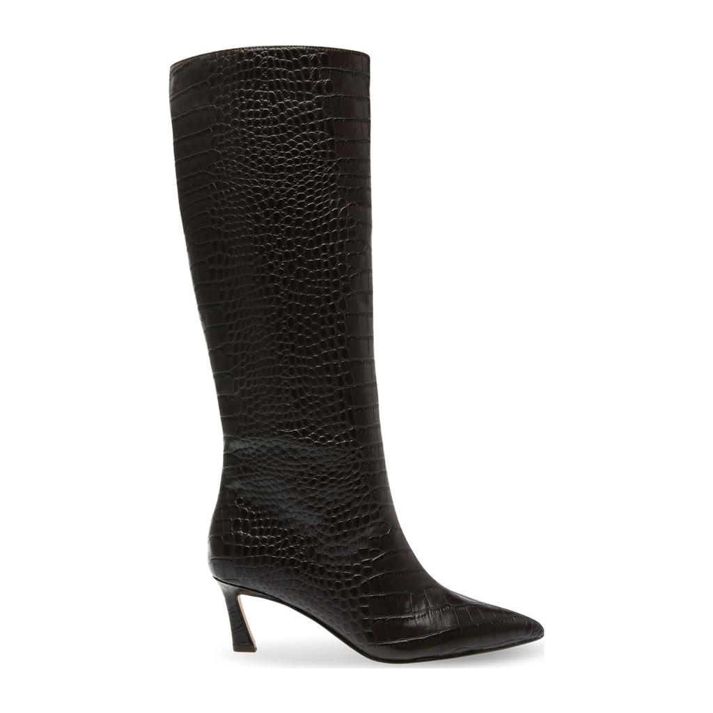 Bruine dames Steve Madden Lavan leren laarzen met ritssluiting en crocoprint