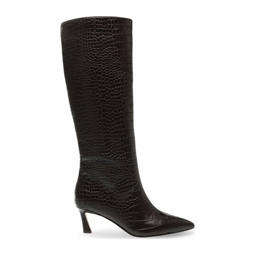 Steve Madden Lavan leren laarzen met crocoprint bruin afbeelding