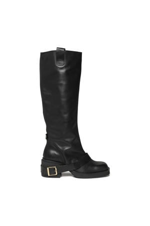 Aletta leren bikerboots zwart
