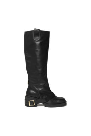Aletta leren bikerboots zwart