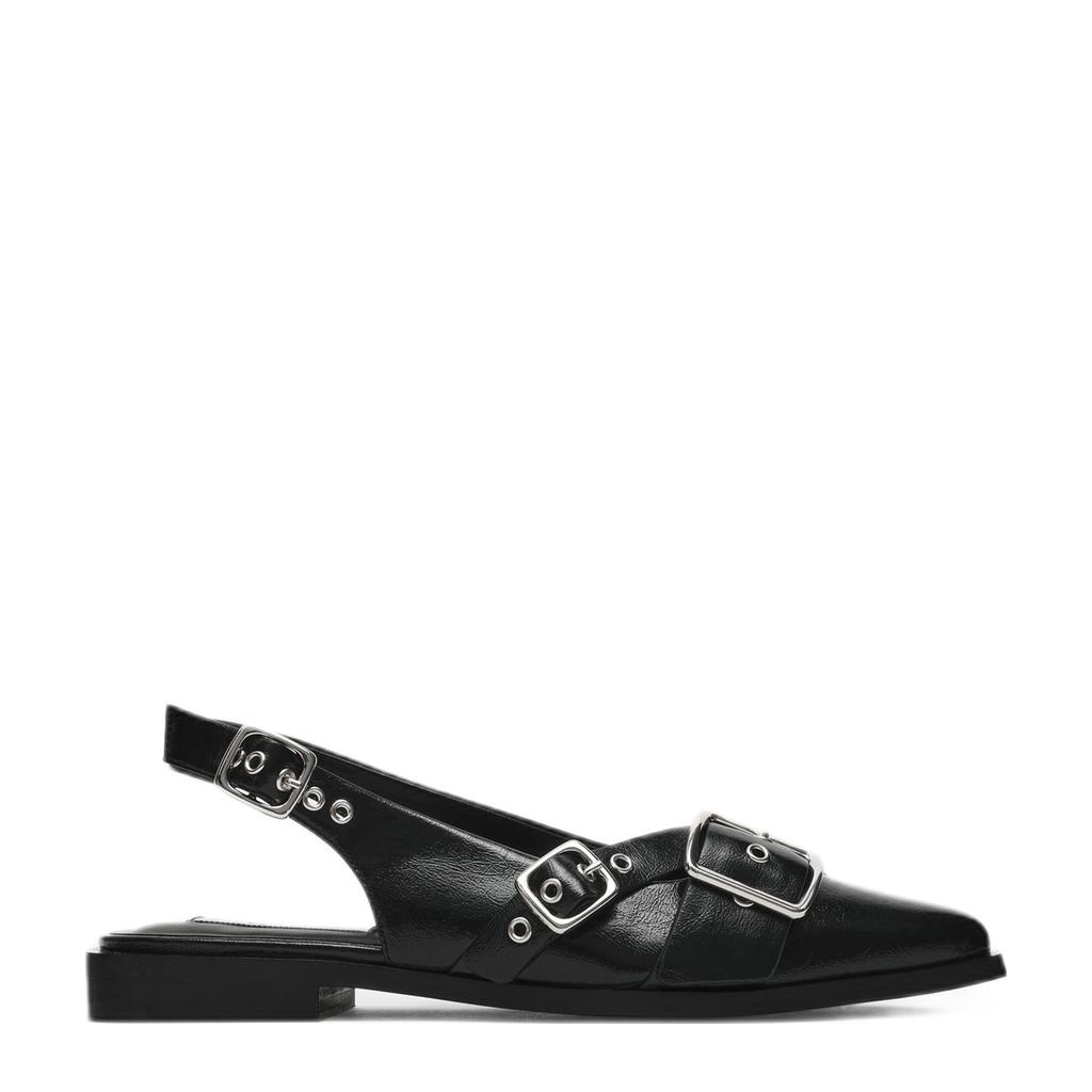Zwarte dames Steve Madden Grezly slingback loafers van imitatieleer met gesp