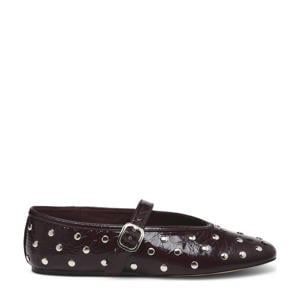 Archer leren ballerina's met studs donkerrood