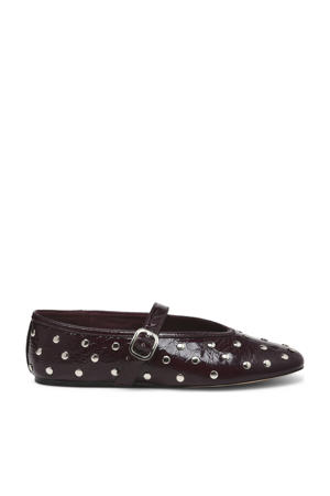 Archer leren ballerina's met studs donkerrood