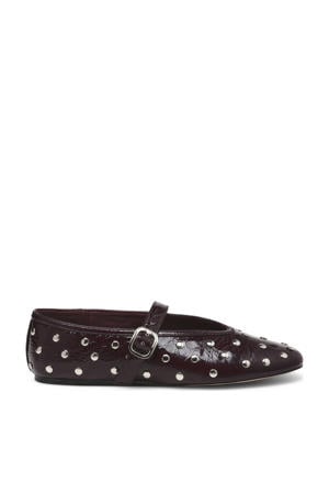 Archer leren ballerina's met studs donkerrood