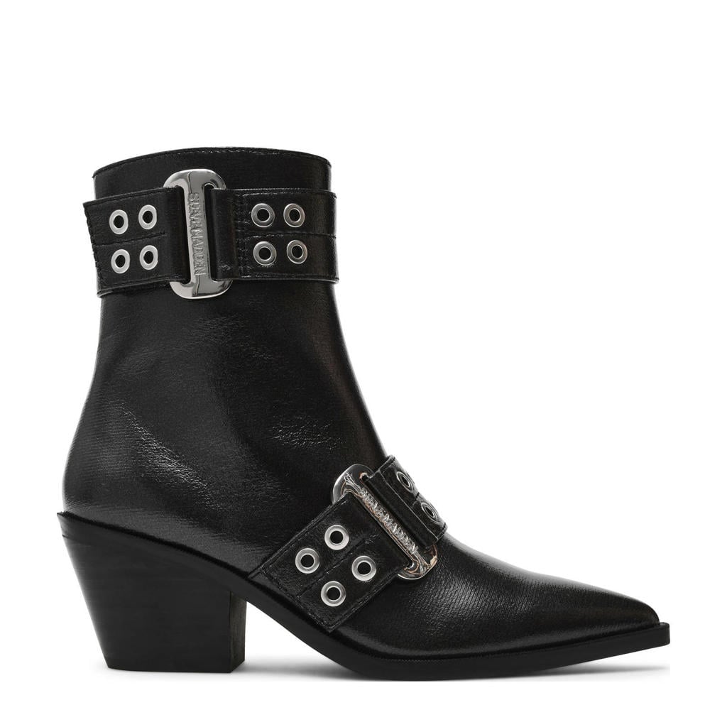 Zwarte dames Steve Madden Splurge enkellaarzen van imitatieleer met ritssluiting