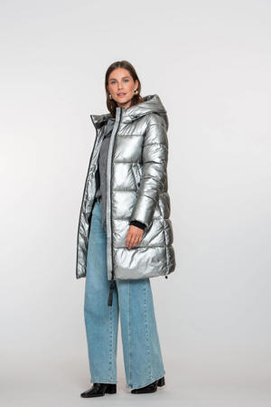 winterjas metallic zilver
