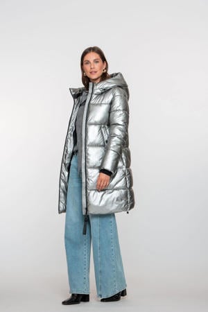 winterjas metallic zilver