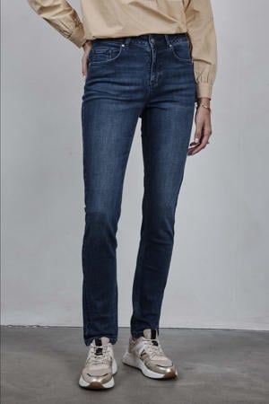 high waist dark blue denim