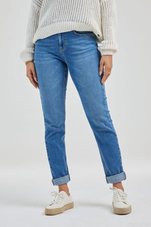 high waist medium blue denim