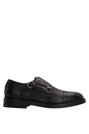 leren gespschoenen zwart