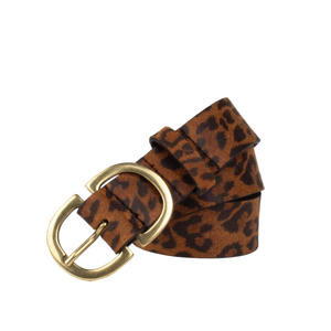 leren riem met panterprint bruin