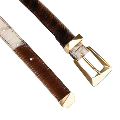 Legend leren riem met koeienprint bruin afbeelding