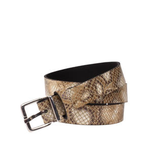 leren riem met slangenprint taupe