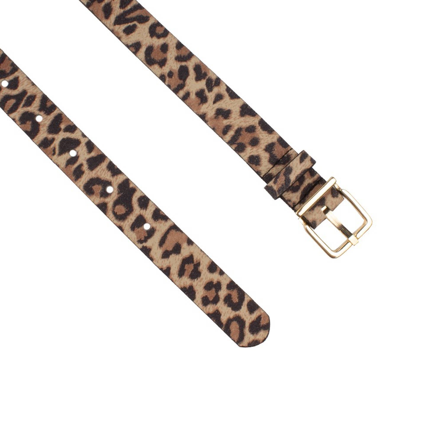 Legend leren riem met panterprint bruin