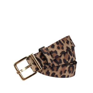 leren riem met panterprint bruin