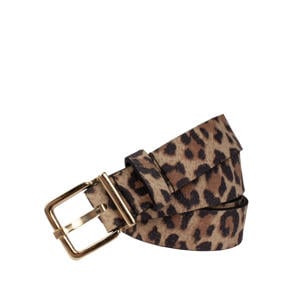 leren riem met panterprint bruin