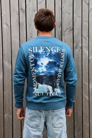 sweater met backprint petrol