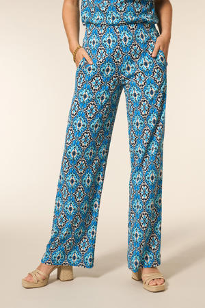 wide leg high waist broek blauw