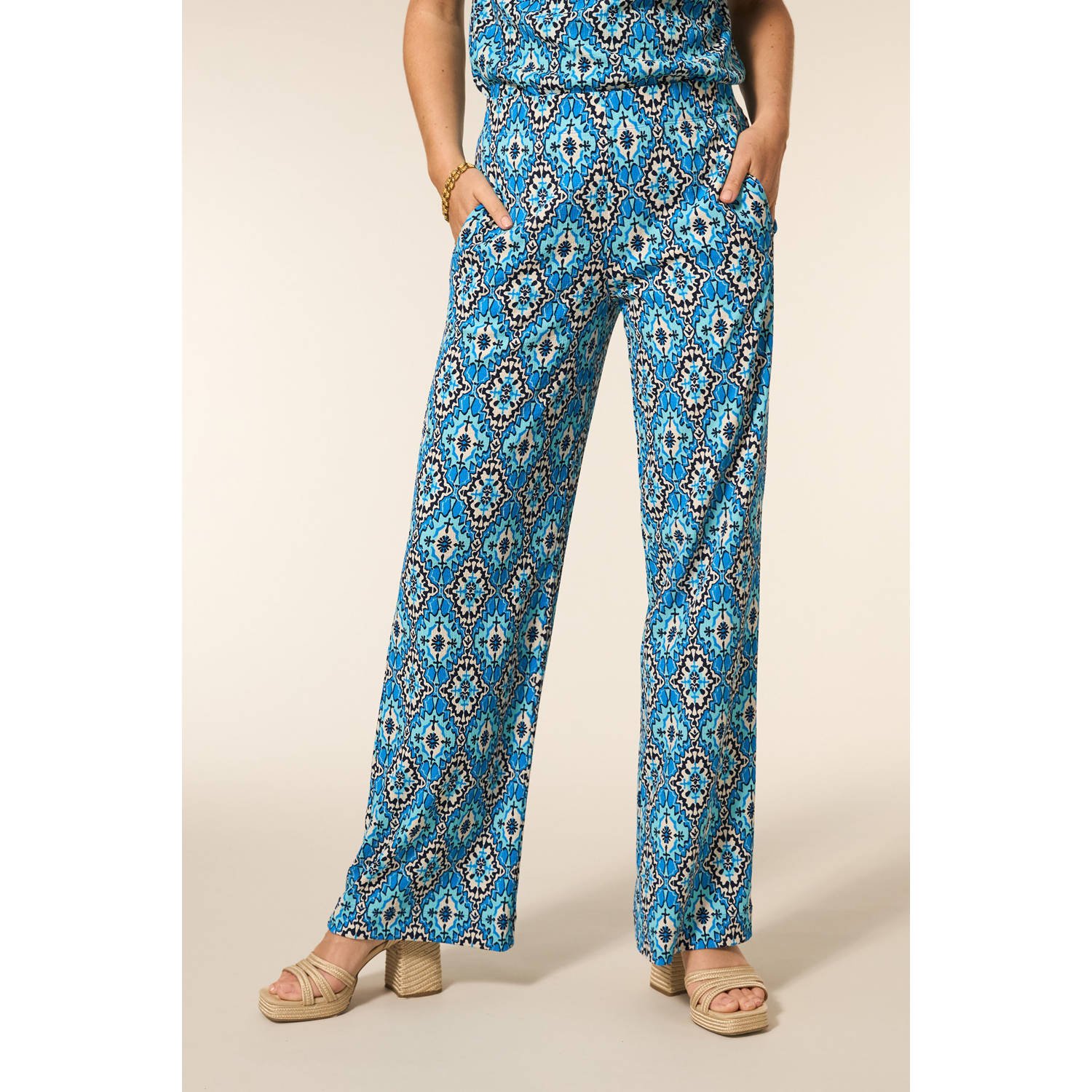 Miss Etam wide leg high waist broek blauw