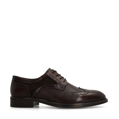 Manfield leren veterschoenen donkerbruin afbeelding