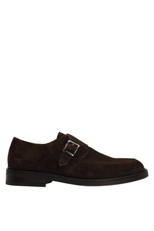 suède gespschoenen donkerbruin