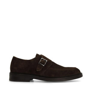 suède gespschoenen donkerbruin