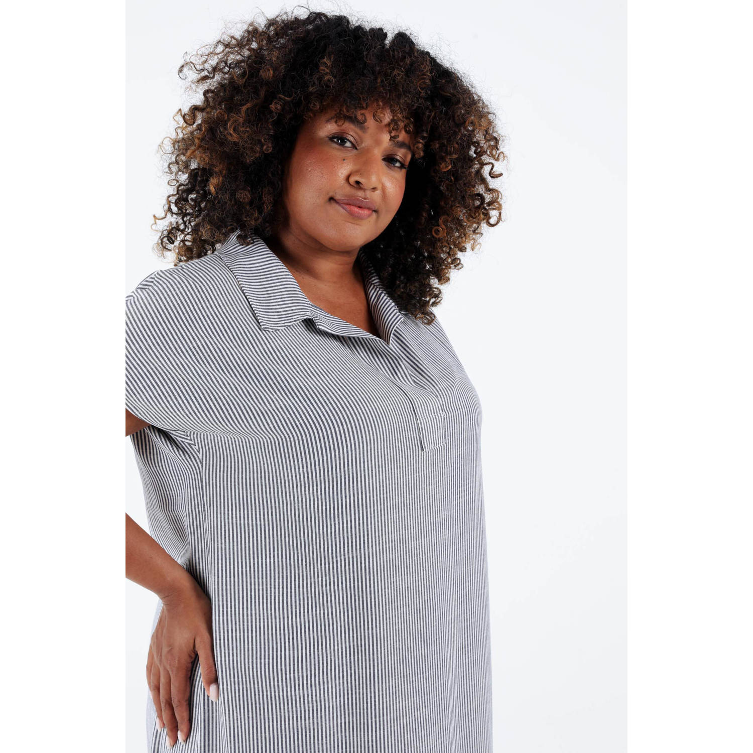 Paprika midi jurk blauw