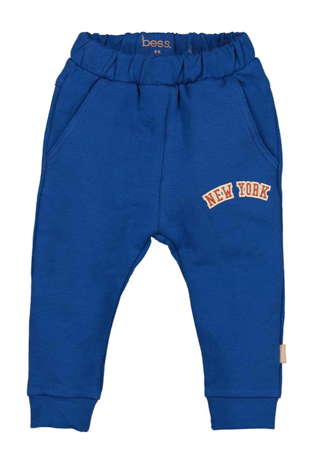 Marineblauw jongens BESS regular casual broek blauw van stretchkatoen met elastische tailleband en effen
