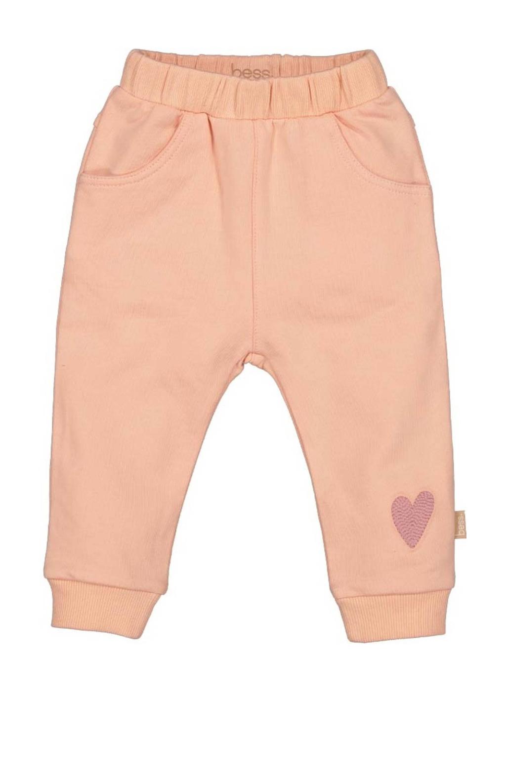 Zalmkleurige meisjes BESS regular van stretchkatoen met elastische tailleband en effen